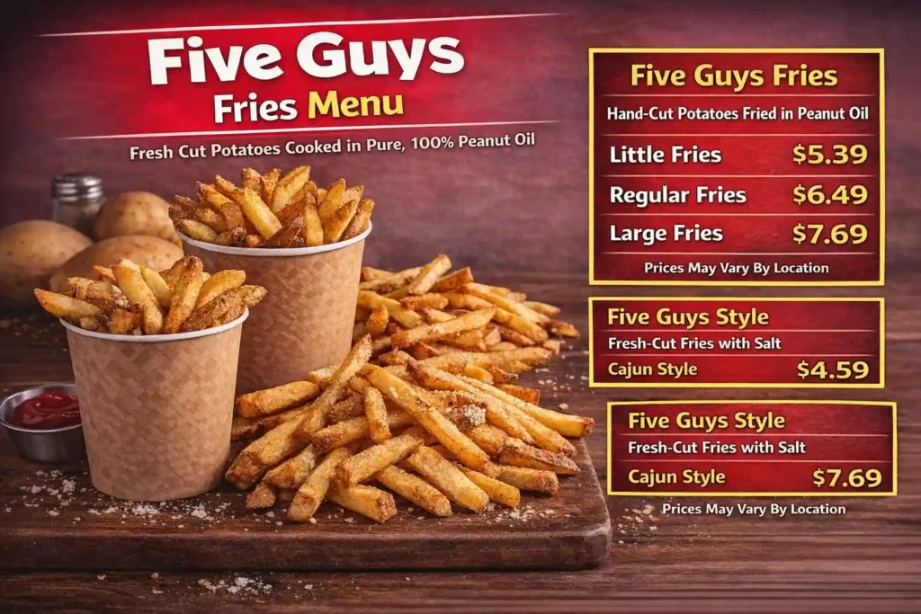 Five Guys Fries Menu Updated 2026 20 Five Guys Fries Menu with Prices, Calories and Nutrition