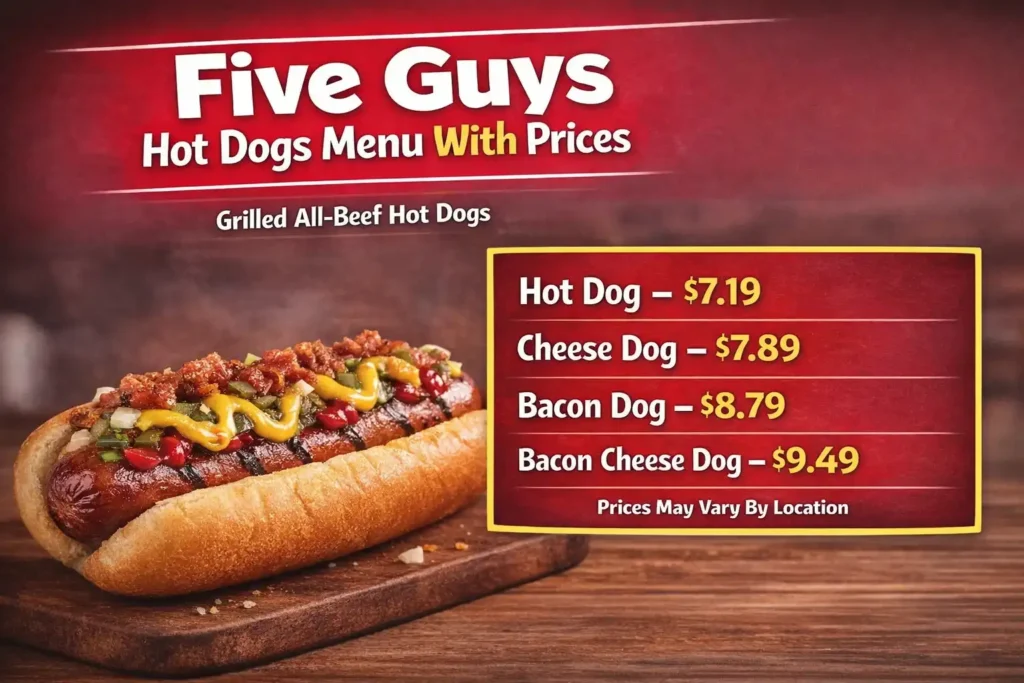 Five Guys Hot Dogs Menu Updated 2026 23 Five Guys Hot Dogs Menu with Prices