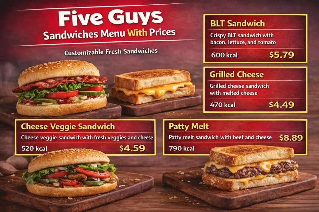 Five Guys Sandwich Menu Updated 2026 6 Five Guys Sandwich Menu with Prices, Calories and Nutrition